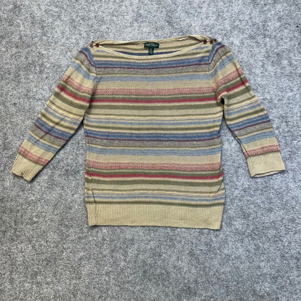Lauren Jeans Co Ralph Lauren Sweater Womens Large Multi Color Linen Boat Neck